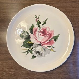 Melody Lane 1950s Salem China  Red, Gray Roses 10” Dinner Plate - Made in USA